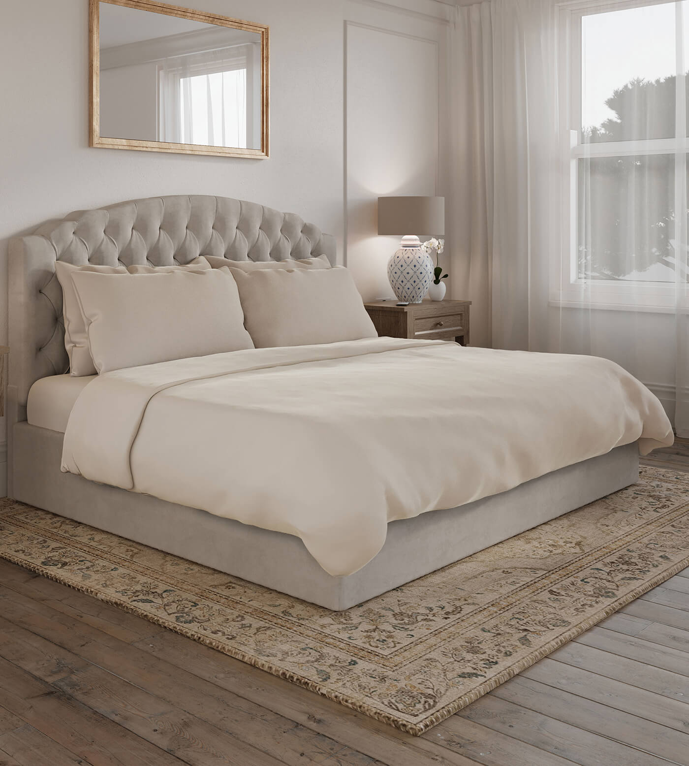 Bamboo Bedding Set Oatmeal Bed Shot