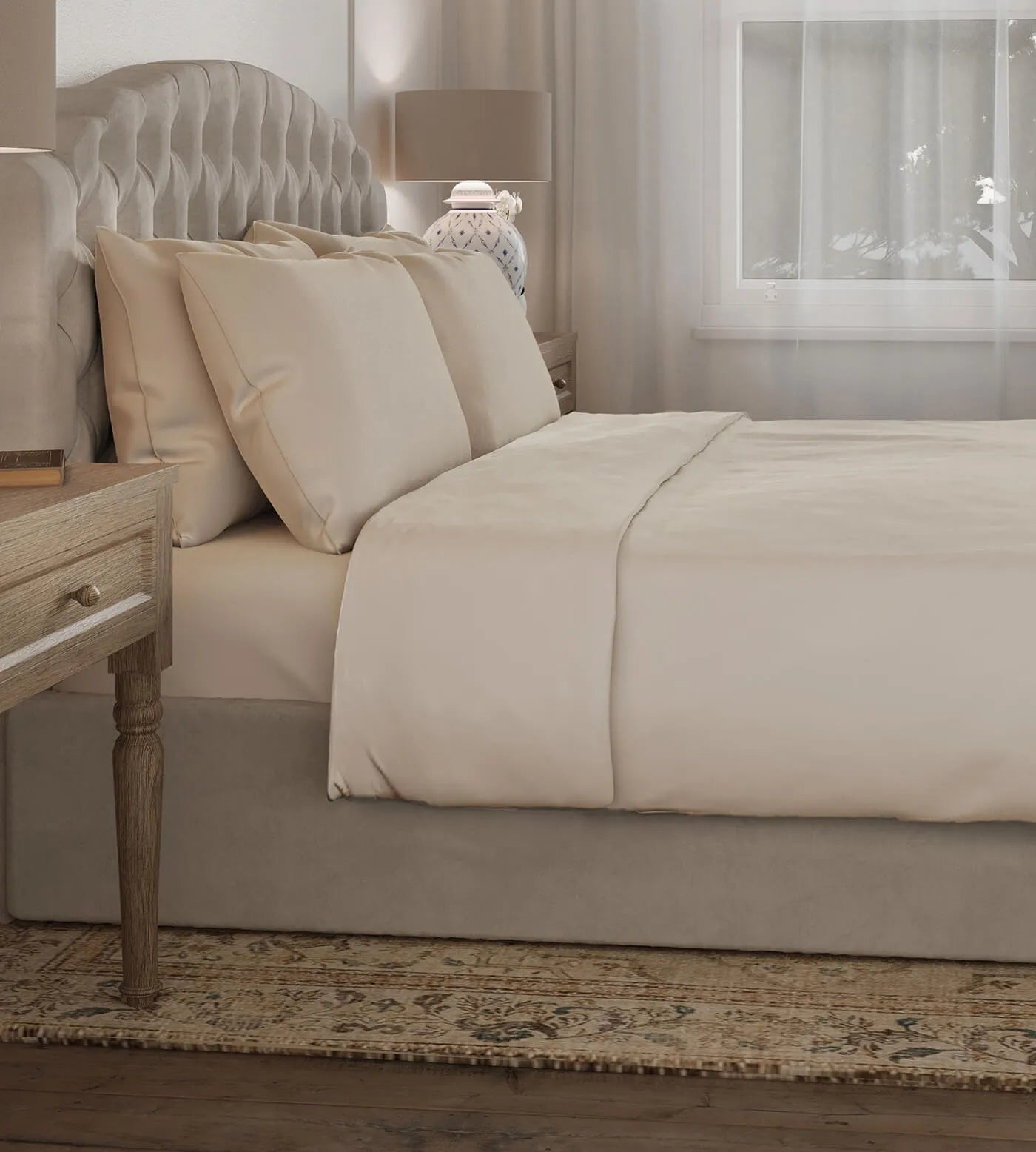 Bamboo Duvet Cover Bed Shot Oatmeal