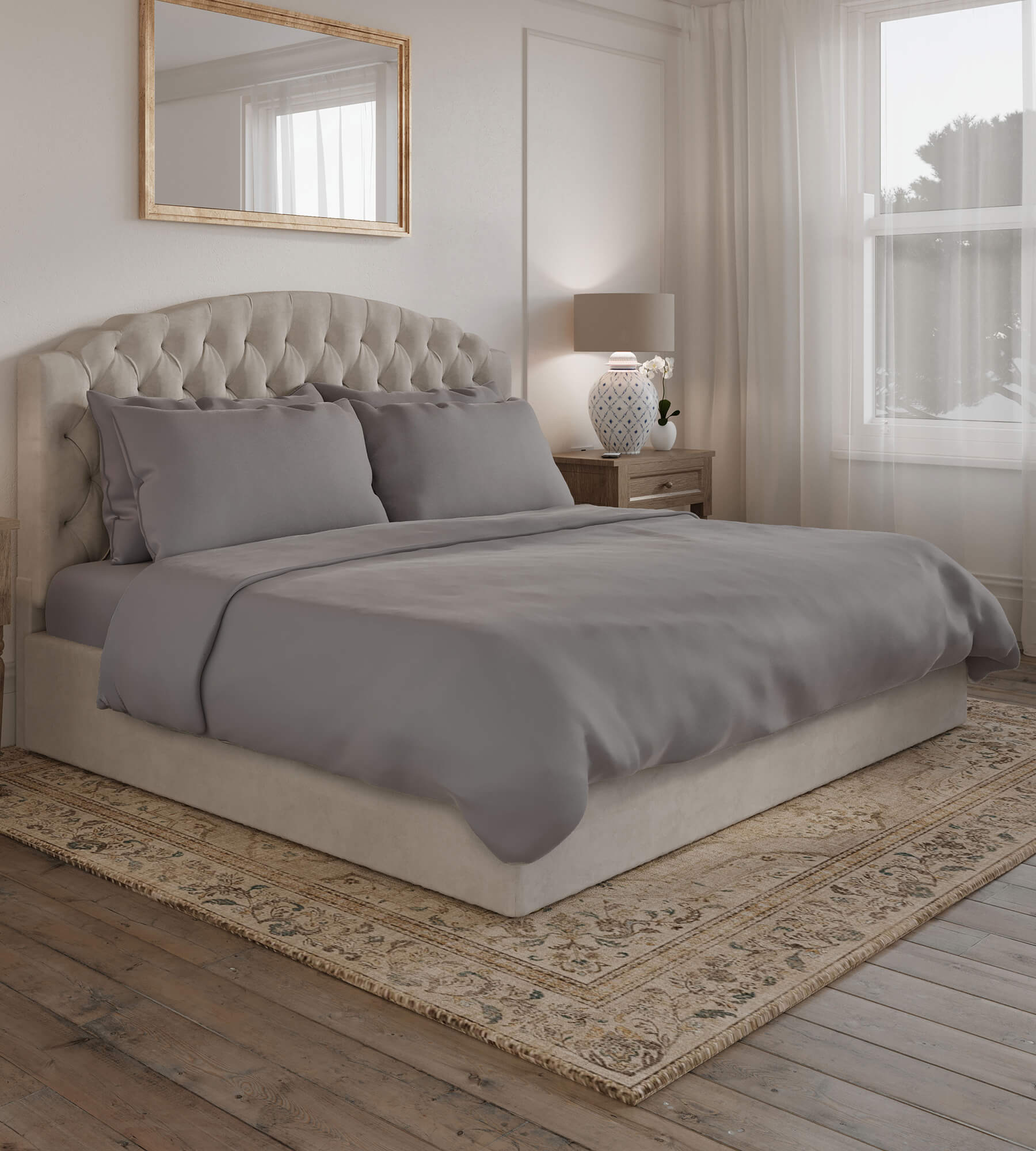 Bamboo Bedding Bed Image Warm Grey