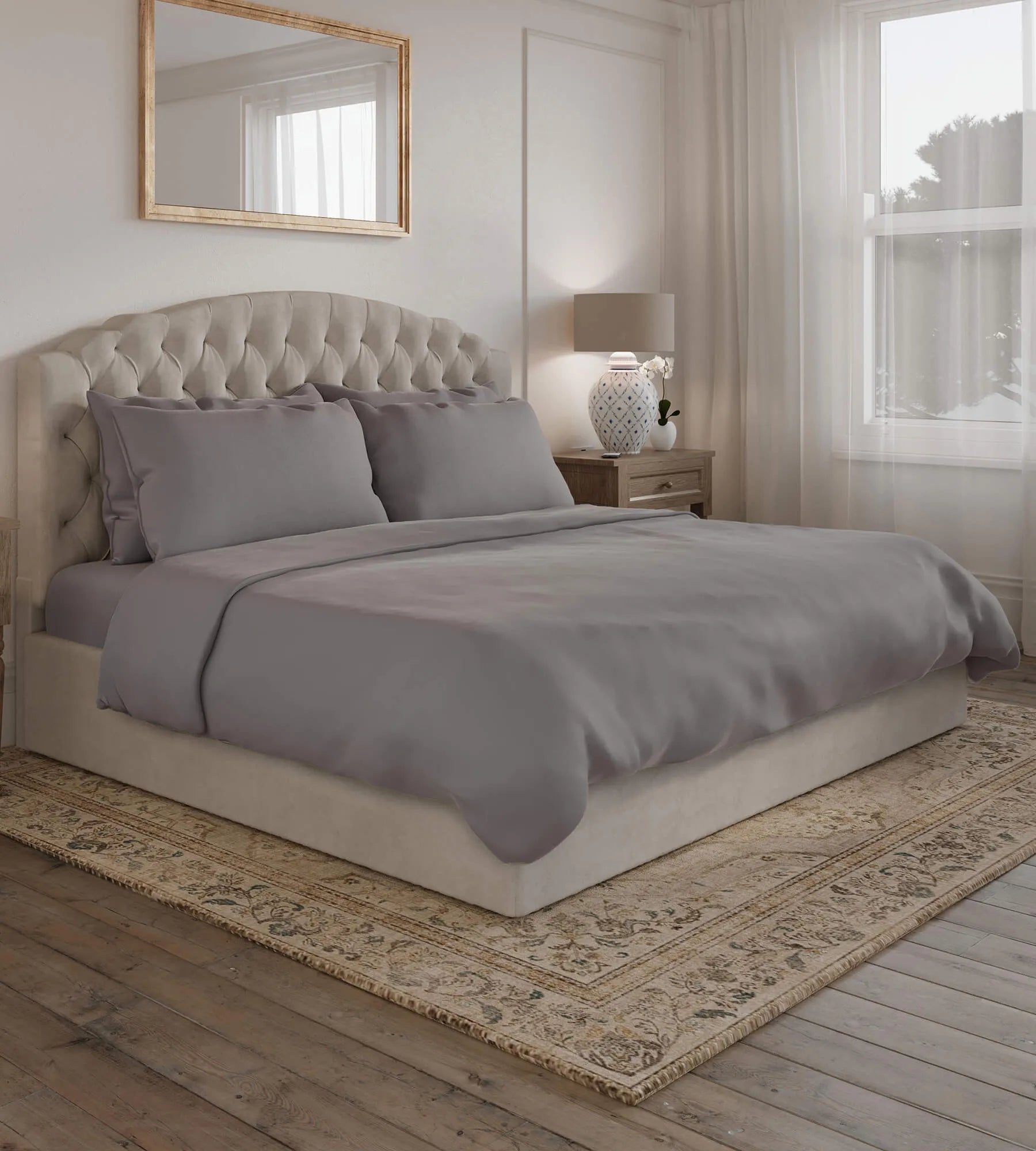 Bamboo Bedding Bed Image Warm Grey