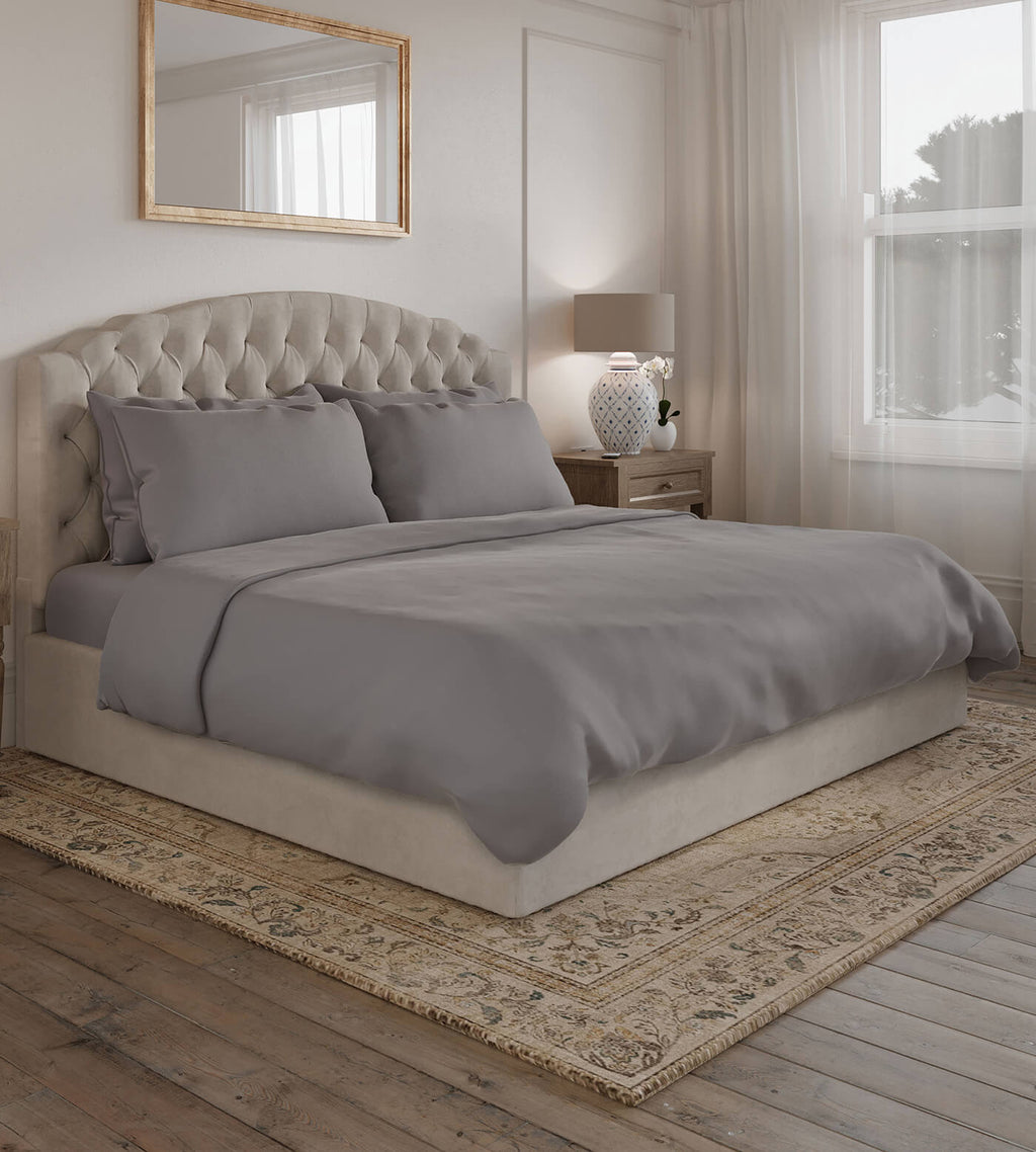 Bamboo Bedding Set Bed Shot Warm Grey
