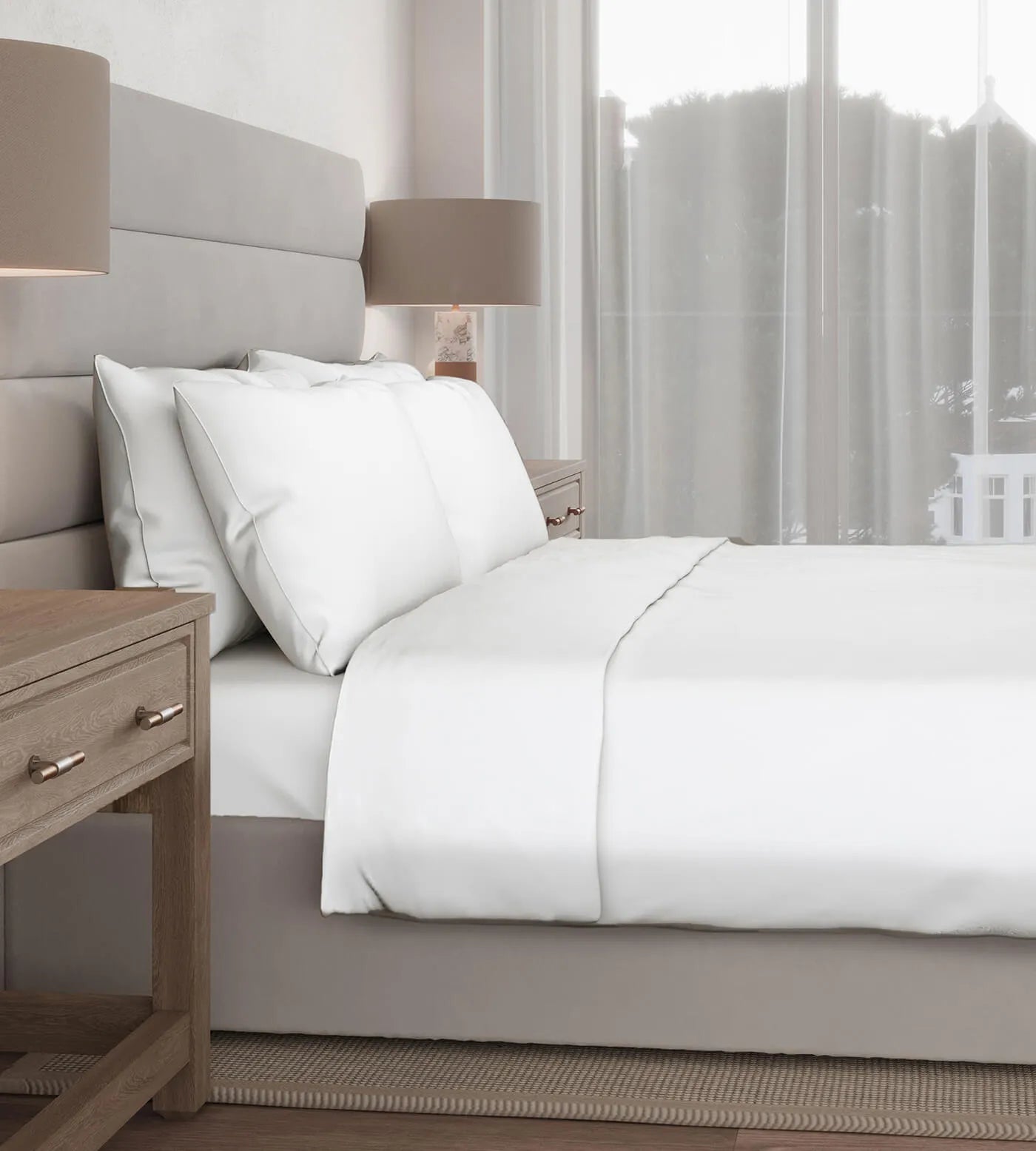 Bamboo Bed Sheets Bed Shot White