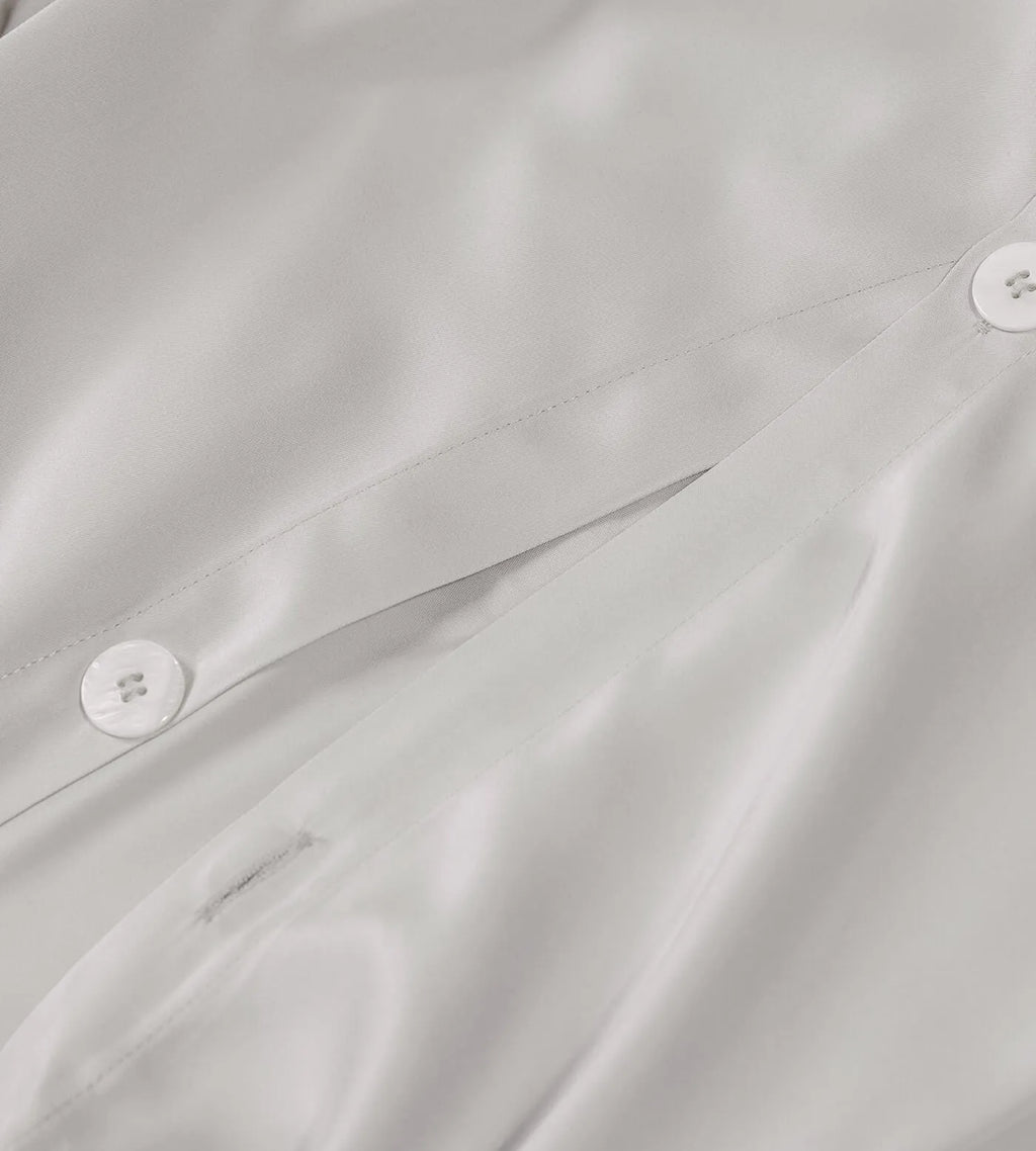 Bamboo Duvet Cover Buttons Soft Grey