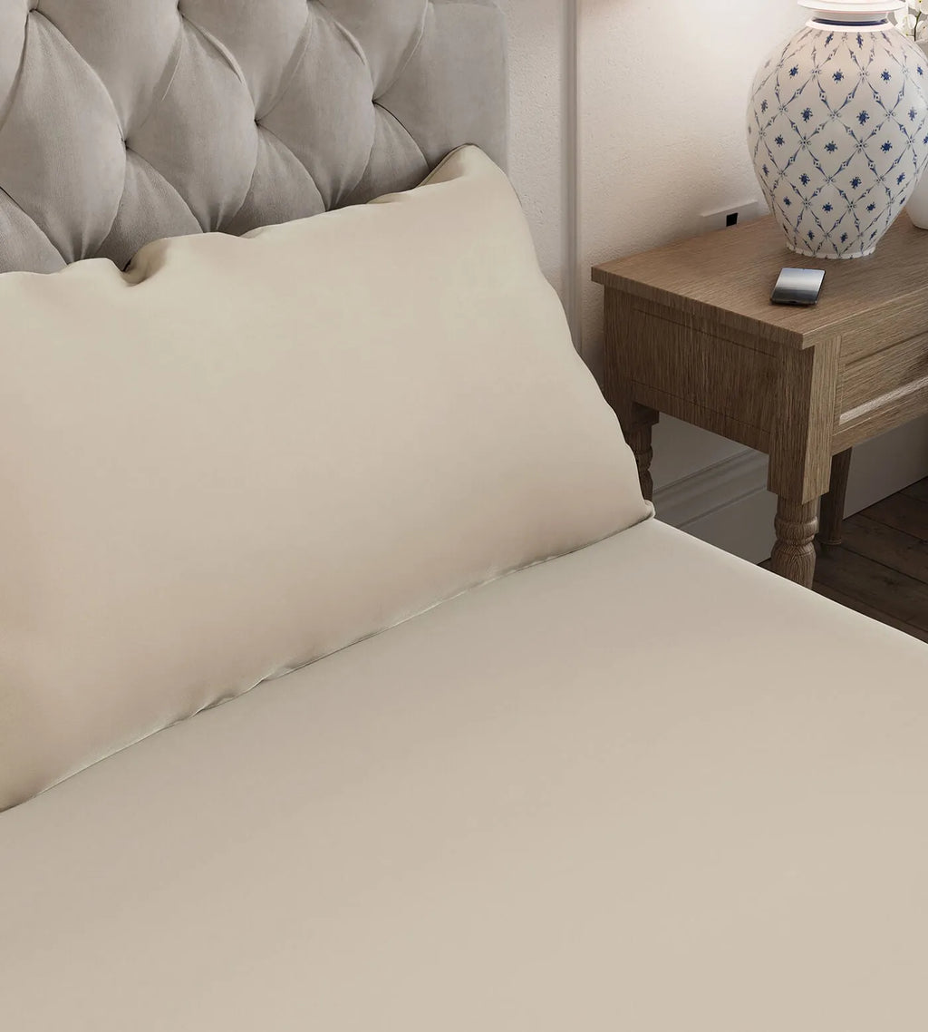 Bamboo Pillowcases Close Up Oatmeal