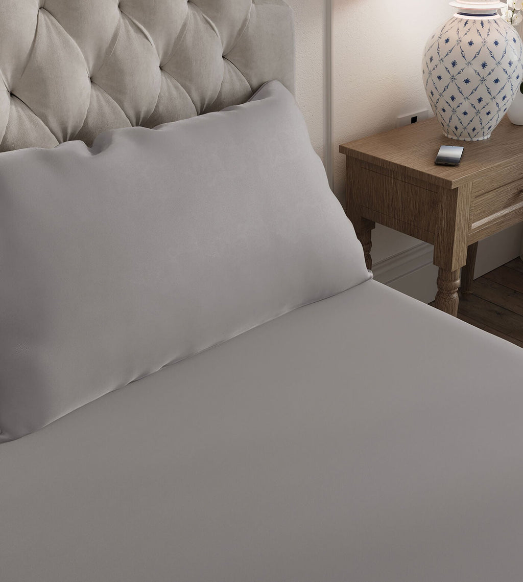 Bamboo Pillowcases Close Up Warm Grey