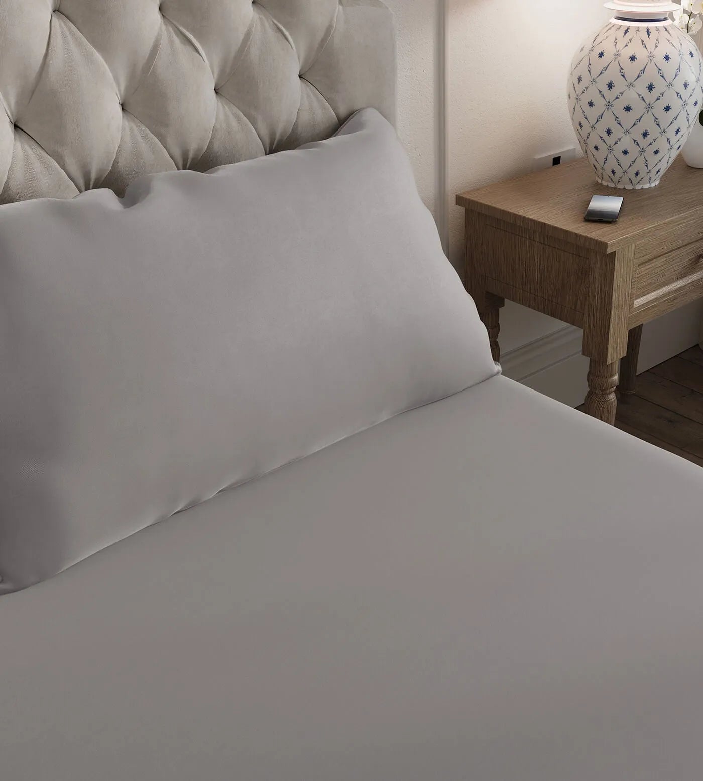 Bamboo Pillowcases Close Up Warm Grey