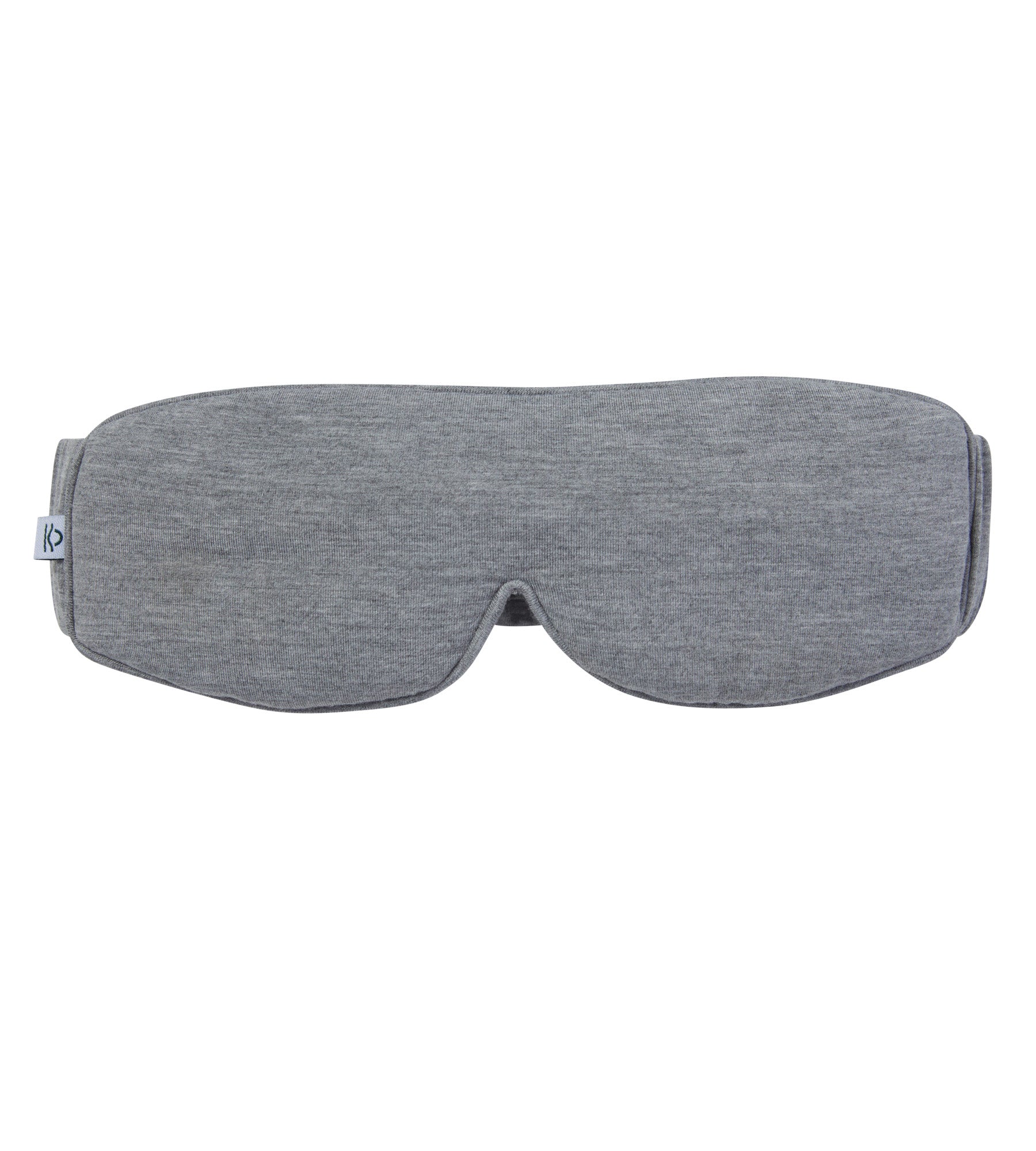 A grey heathered sleep mask, shown against a plain white background.