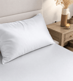 Soft Grey fitted sheet on bed
