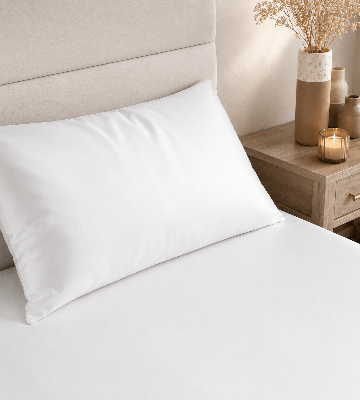 White fitted sheet on bed